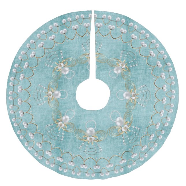 Perlen-Weihnachtsengel des Freude-Aqua-Kreises Polyester Weihnachtsbaumdecke (Vorderseite)