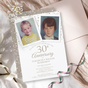 Perlen zur 30. Hochzeitsjubiläums-Kindheitsfotos Einladung