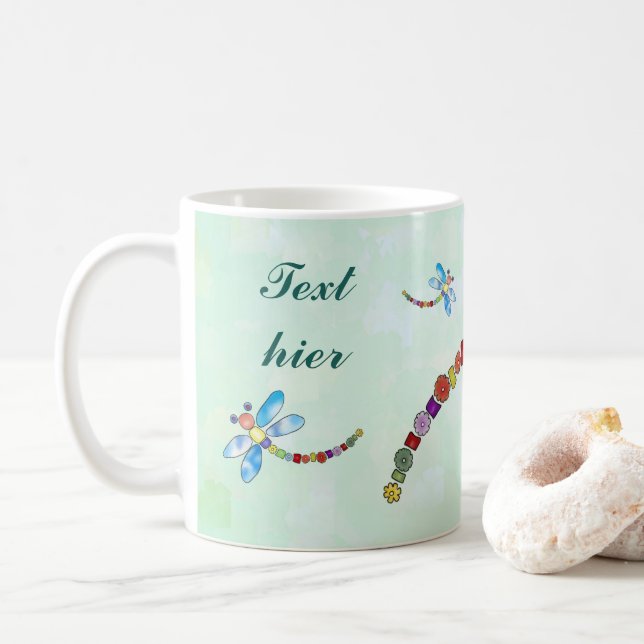 Perlenlibelle, personalisiert kaffeetasse (Mit Donut)