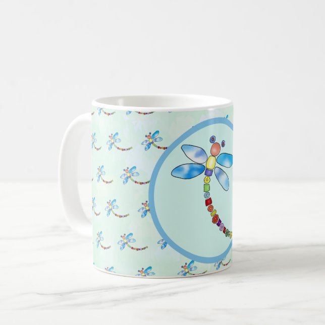 Perlenlibelle, personalisiert kaffeetasse (Vorderseite Links)