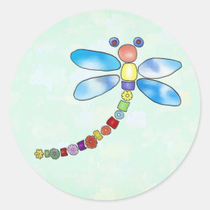 Perlenlibelle Runder Aufkleber