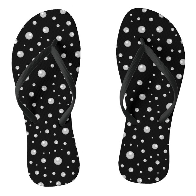 Perlenmuster auf schwarzem Hintergrund Flip Flops (Fußbett)