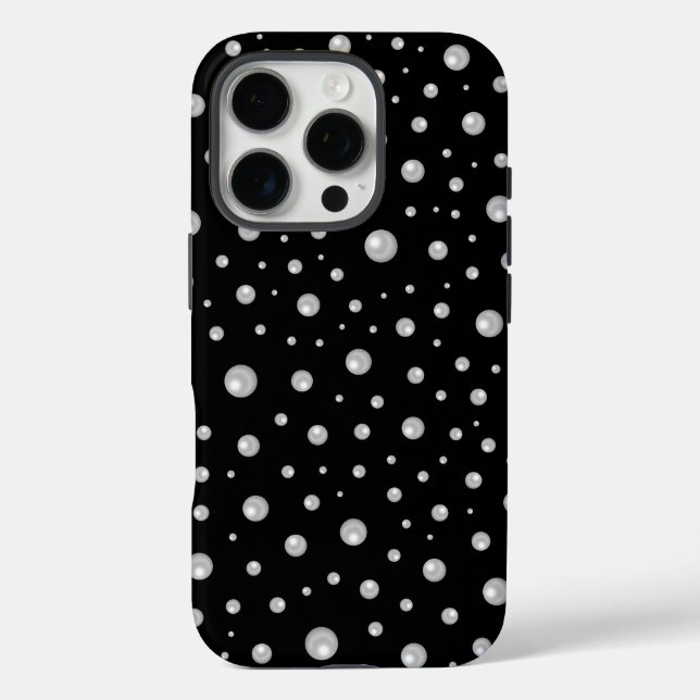 Perlenmuster auf schwarzem Hintergrund iPhone 16 Pro Hülle (Rückseite)