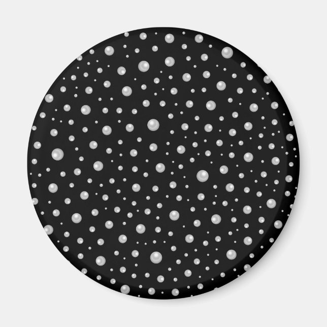 Perlenmuster auf schwarzem Hintergrund Magnet (Vorne)