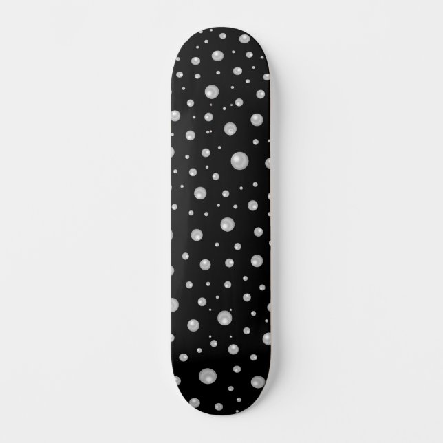 Perlenmuster auf schwarzem Hintergrund Skateboard (Vorderseite)