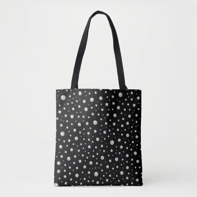Perlenmuster auf schwarzem Hintergrund Tasche (Vorderseite)