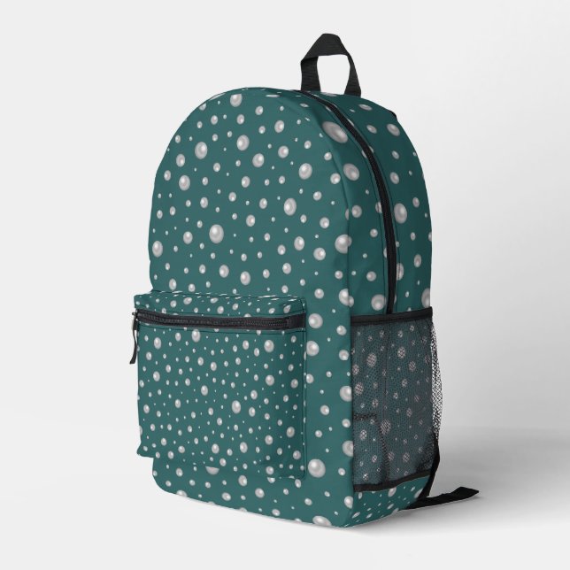 Perlenmuster auf transformierendem Türkis-Hintergr Bedruckter Rucksack (Rückseitige Ecke Rechts)