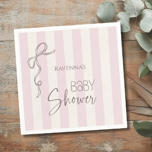 Perlenrosa Streifen Schleife Kokette Saubere Babyp Serviette