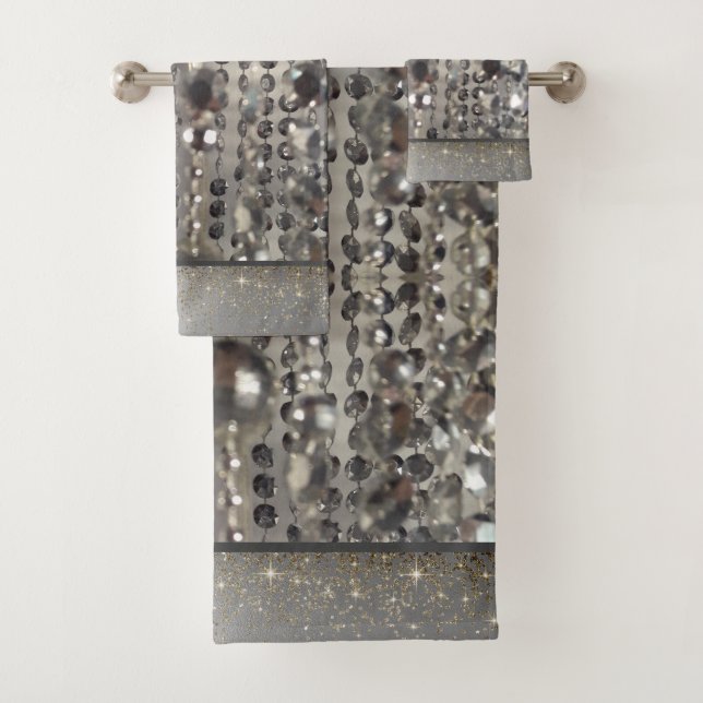 Perles à cordes argentées brillantes         (En situation)