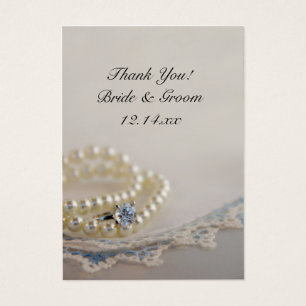 Perles, anneau et bleu dentelle mariage favori Tag