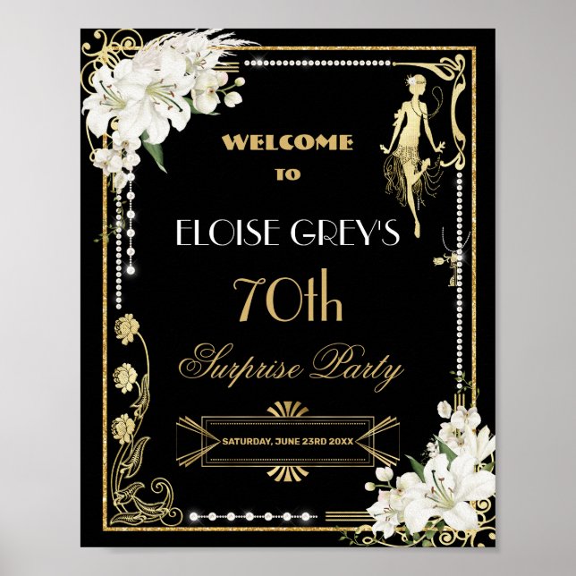 Perles Art Déco Fleurs blanches Gatsby 20s Accueil (Devant)