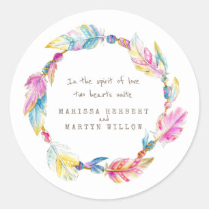 Perles de plumes autocollants de mariage aquarelle