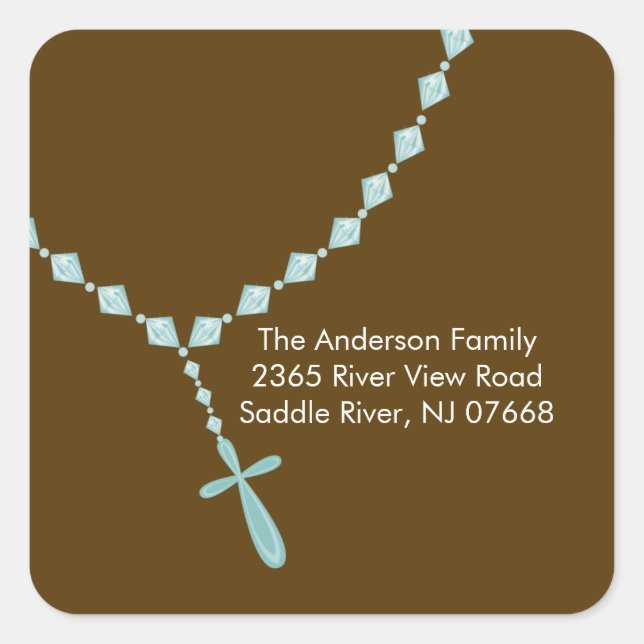 Perles de Rosaire doux Adresse Sticker Baptême (Devant)