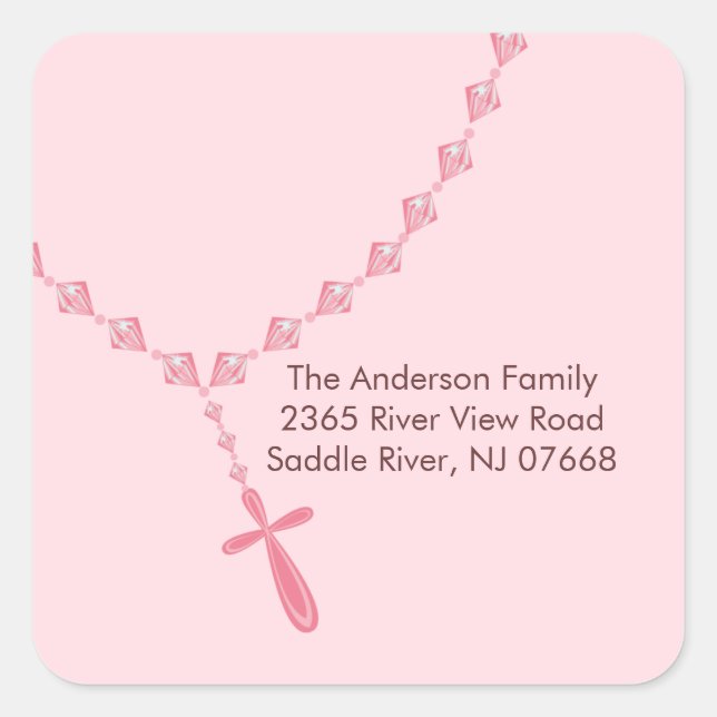 Perles de Rosaire doux Adresse Sticker Baptême (Devant)