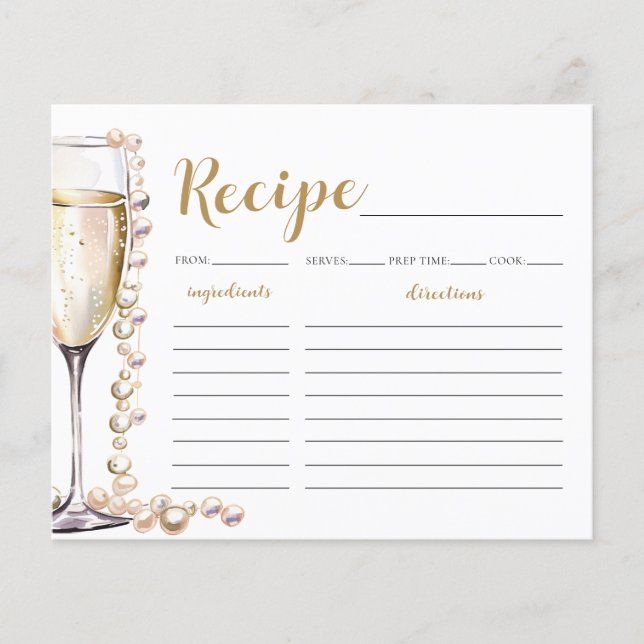 Perles d'Or et Prosecco : Cartes de recette pour u (Devant)
