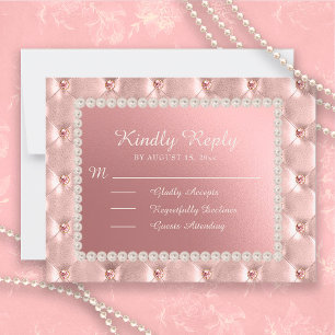 Perles en Satin rose Quinceañera Carte postale RSV