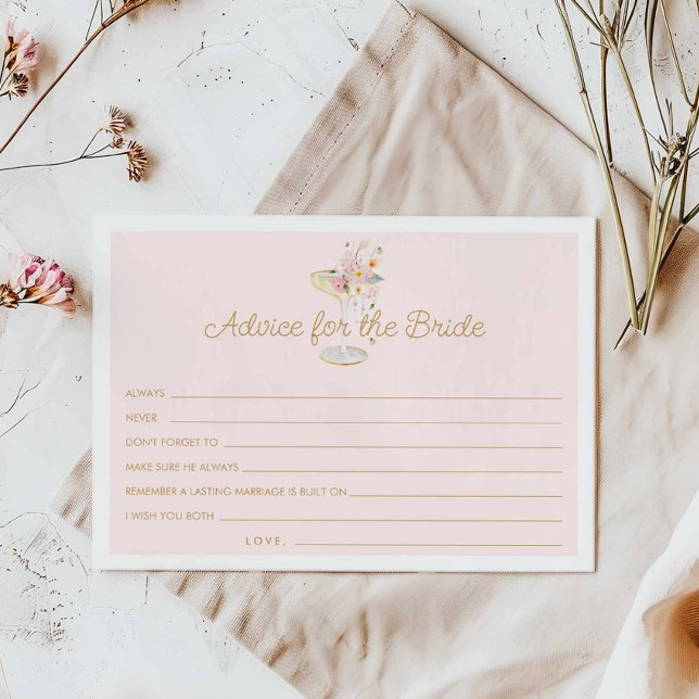 Perles et conseils du procureur pour la carte de m (Pink Pearls and Prosecco Advice for the Bride Card)
