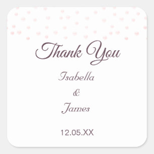 Perles Rose Gold sur autocollants de mariage Merci