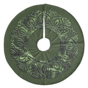 Perlfiligranrand grün mit jeder Farbe Fleece Weihnachtsbaumdecke