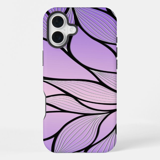 Perlglanz-Violett Kreative Blattmuster  iPhone 16 Plus Hülle (Rückseite)