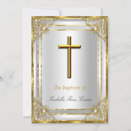 Perlgoldkreuztaufen/Christening Einladung