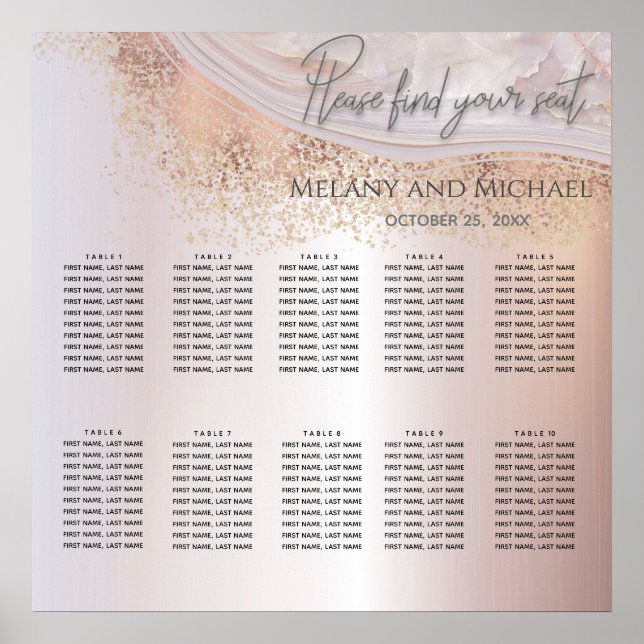 Perlgoldmarmor der Rose agate Kalligraphie Poster (Vorne)