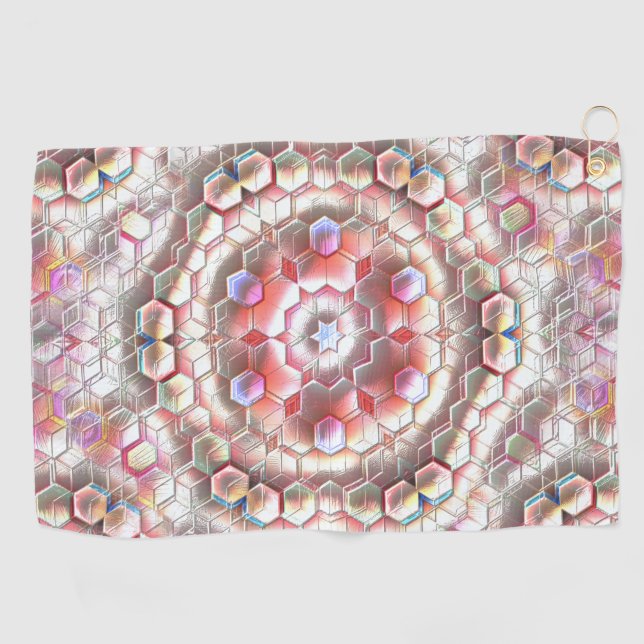 Perlhexagon, das eine weiche Relief-Würfel-Illusio Golfhandtuch (Horizontal)