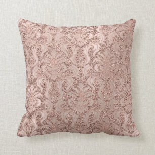Perliger Metalldamast-Rosa-Rosen-GoldGlitzer-Luxus Kissen