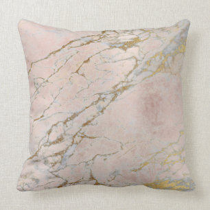 Perliger rosa Rosen-Goldpulver-Bürsten-Marmor Kissen
