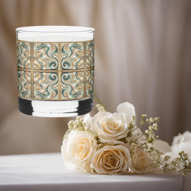 Perlküste Elegance Wellen bedruckte Steine Brille. Whiskyglas (Von Creator hochgeladen)