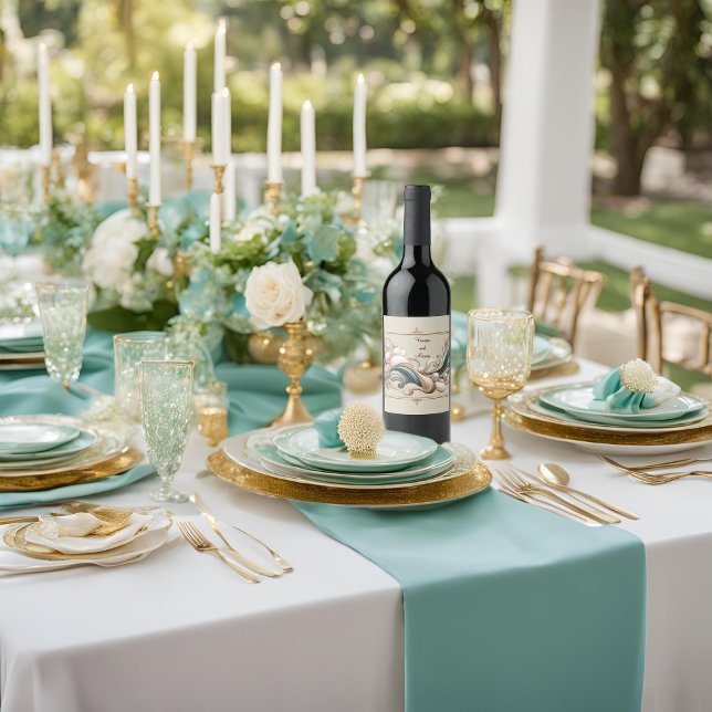 Perlküste Elegante Weinflaschen Weinetikett (Von Creator hochgeladen)