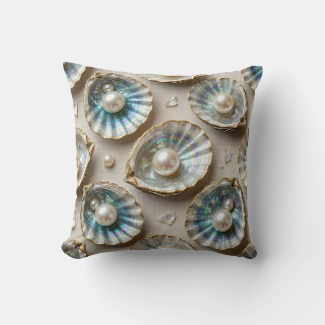 Perlmutt-Abalone-Gold-Austernschale Kissen (Vorderseite)