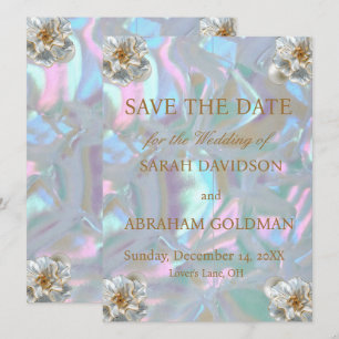 Perlmutt-elegante Hochzeit - "Save the Date" Einladung