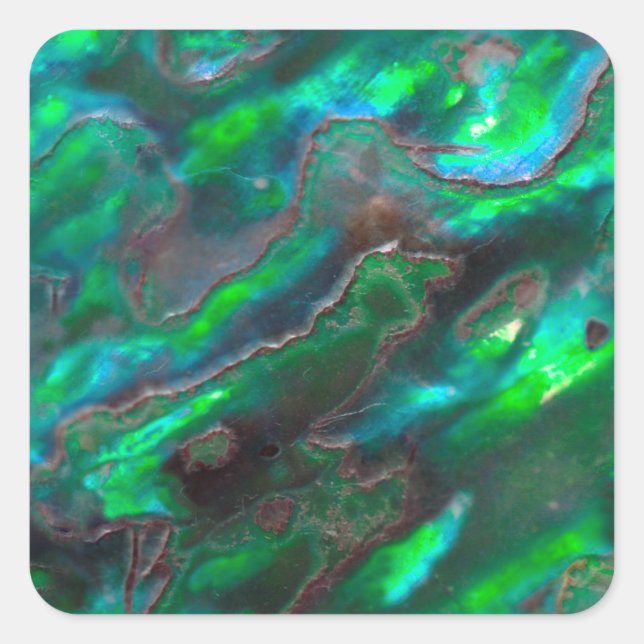 Perlmuttermutter Aquamarines Foto Muster Quadratischer Aufkleber (Vorderseite)