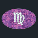 Perlmuttjungfrau-Tierkreis auf rosa Ovaler Aufkleber<br><div class="desc">Ein Perlmutt wie Jungfrau-Tierkreis-Zeichen auf Digital-Tarnung im rosa lila und pinkfarbenen Hintergrund. Ein moderner städtischer girly Artentwurf für eine große kundenspezifische Hautgeschenkidee. Stickereientwürfe sind in einer Auswahl der populären Farbwahlen verfügbar. Verwenden Sie die Verbindung "fragen dieses Designers", um mit uns mit Ihren speziellen Entwurfsanträgen in Verbindung zu treten, oder für...</div>