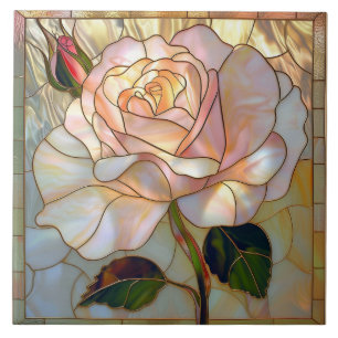 Perlweißes Rosa Rose Hartglas Fliese