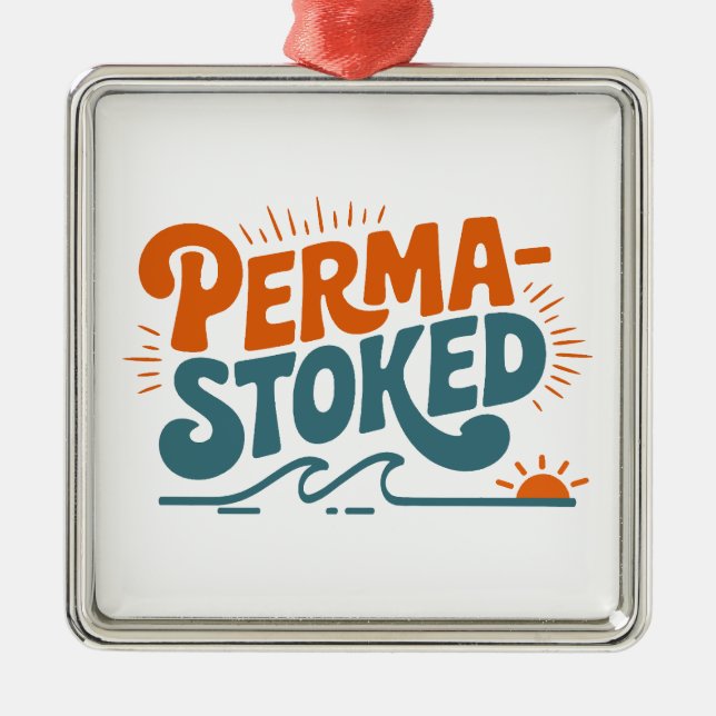Perma-Stoked-Wellen Ornament Aus Metall (Vorne)