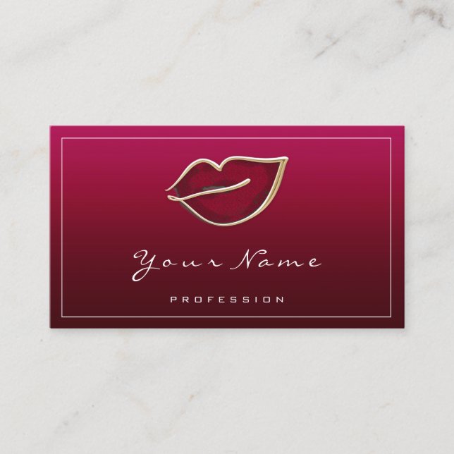 Permanent Makeup Beauty Kiss Lips QR LOGO Red Visitenkarte (Vorderseite)