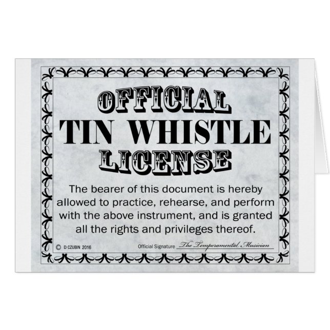 Permis de sifflet en tin (Devant horizontal)