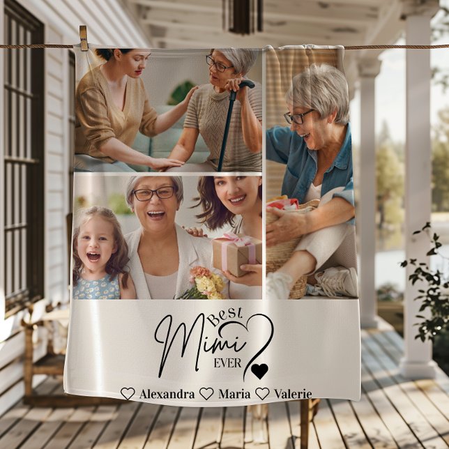 Peronalized 3 Photo Best Mimi Ever Minimalist Fleecedecke (Von Creator hochgeladen)