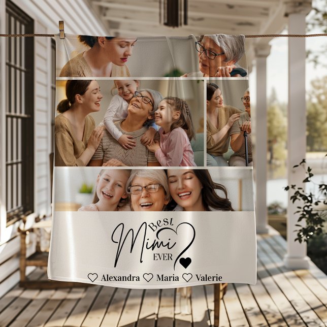 Peronalized 4 Photo Best Mimi Ever Minimalis Fleecedecke (Von Creator hochgeladen)