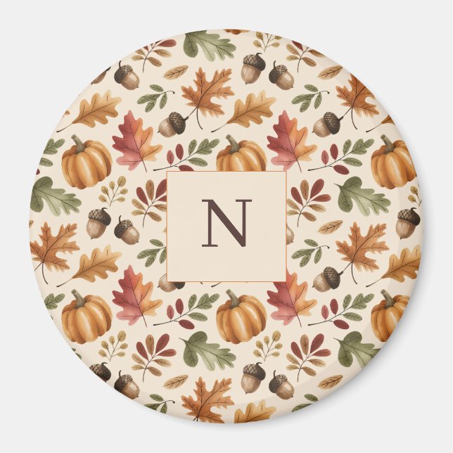 Peronalized Fall Earthy Orange Watercolor-Blätter Magnet (Vorne)