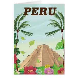 Pérou Amérique du Sud Caricature vintage affiche d