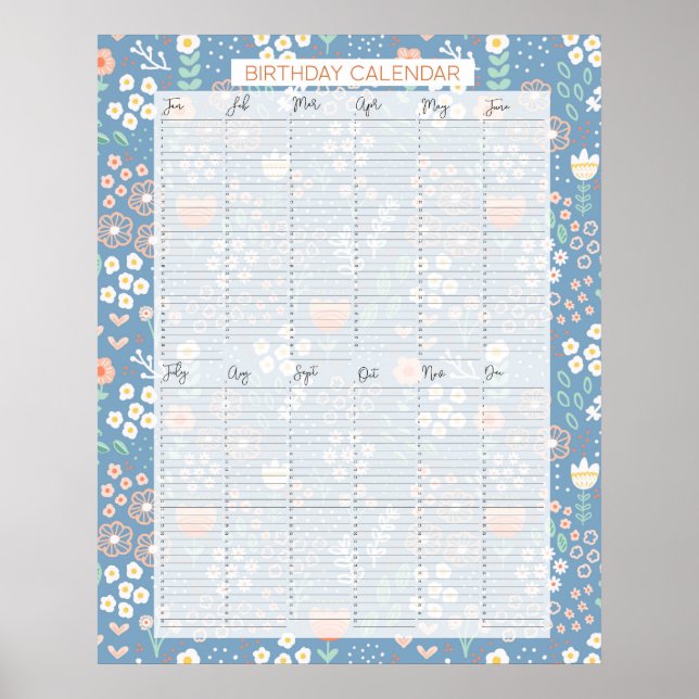 Perpetual Evergreen Birthday Calendar Kathrin Legg Poster (Vorne)