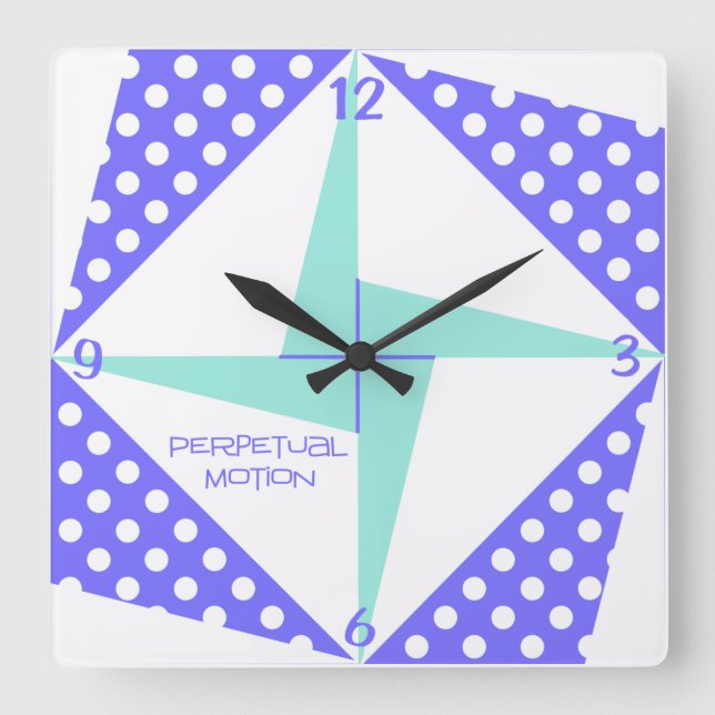 Perpetual Motion - Blau Quadratische Wanduhr (Vorderseite)