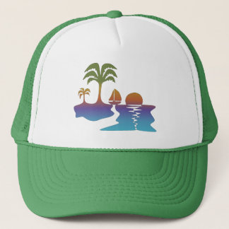 Perpetual Tropical Sunset Segelboot Trucker Hat Truckerkappe