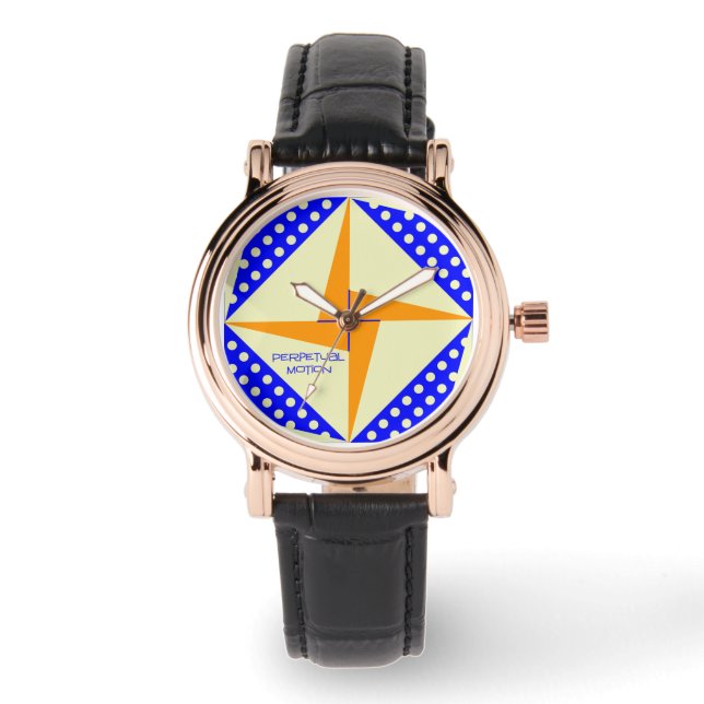 Perpetuläre Bewegung - blau/orange Armbanduhr (Vorderseite)