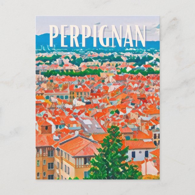 Perpignan Foto Vintage Postkarte (Vorderseite)