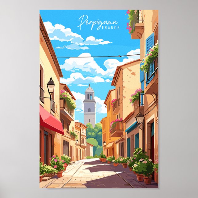 Perpignan France Vintage Poster (Vorne)