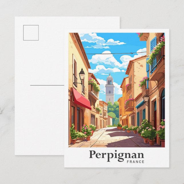 Perpignan Frankreich Art Vintage Reise Postkarte (Vorne/Hinten)